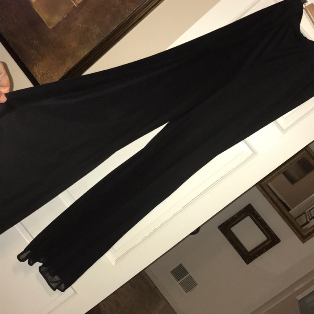 Evening pants wide leg with netting overlay